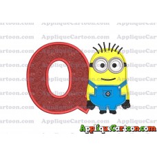 Jerry Despicable Me Applique Embroidery Design With Alphabet Q