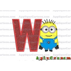Jerry Despicable Me Applique Embroidery Design With Alphabet W