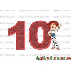 Jessie Toy Story Applique 02 Embroidery Design Birthday Number 10