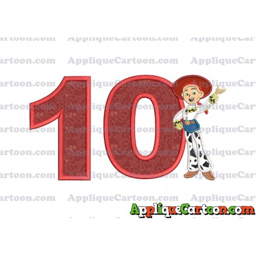 Jessie Toy Story Applique 02 Embroidery Design Birthday Number 10