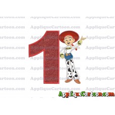 Jessie Toy Story Applique 02 Embroidery Design Birthday Number 1