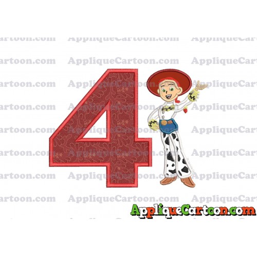 Jessie Toy Story Applique 02 Embroidery Design Birthday Number 4