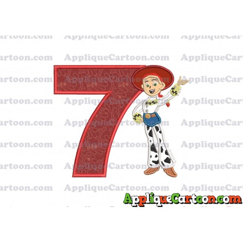 Jessie Toy Story Applique 02 Embroidery Design Birthday Number 7
