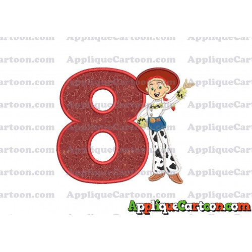Jessie Toy Story Applique 02 Embroidery Design Birthday Number 8