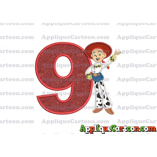Jessie Toy Story Applique 02 Embroidery Design Birthday Number 9