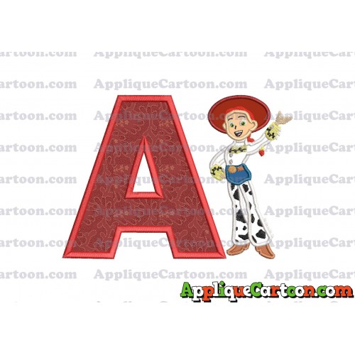 Jessie Toy Story Applique 02 Embroidery Design With Alphabet A