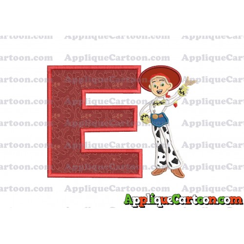 Jessie Toy Story Applique 02 Embroidery Design With Alphabet E
