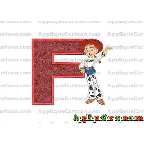 Jessie Toy Story Applique 02 Embroidery Design With Alphabet F
