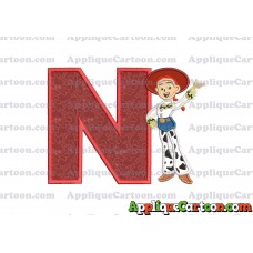 Jessie Toy Story Applique 02 Embroidery Design With Alphabet N