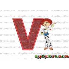 Jessie Toy Story Applique 02 Embroidery Design With Alphabet V