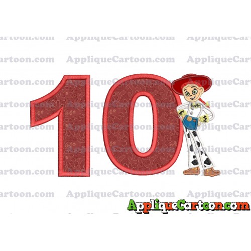 Jessie Toy Story Applique Embroidery Design Birthday Number 10