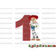 Jessie Toy Story Applique Embroidery Design Birthday Number 1
