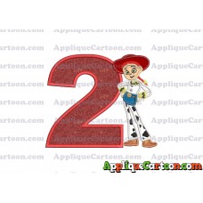 Jessie Toy Story Applique Embroidery Design Birthday Number 2