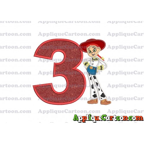 Jessie Toy Story Applique Embroidery Design Birthday Number 3