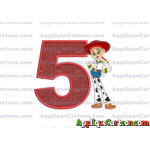 Jessie Toy Story Applique Embroidery Design Birthday Number 5