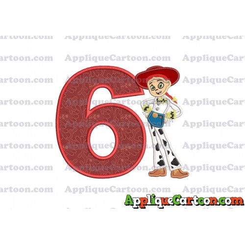 Jessie Toy Story Applique Embroidery Design Birthday Number 6
