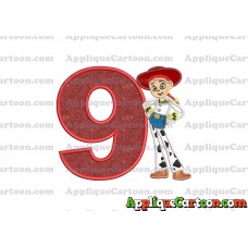 Jessie Toy Story Applique Embroidery Design Birthday Number 9