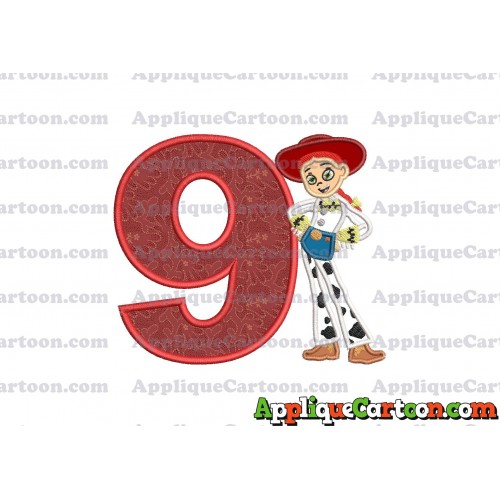 Jessie Toy Story Applique Embroidery Design Birthday Number 9
