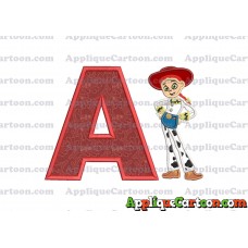 Jessie Toy Story Applique Embroidery Design With Alphabet A