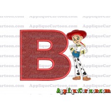Jessie Toy Story Applique Embroidery Design With Alphabet B