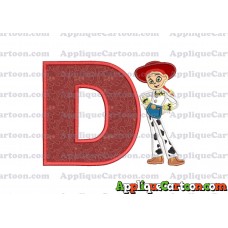 Jessie Toy Story Applique Embroidery Design With Alphabet D