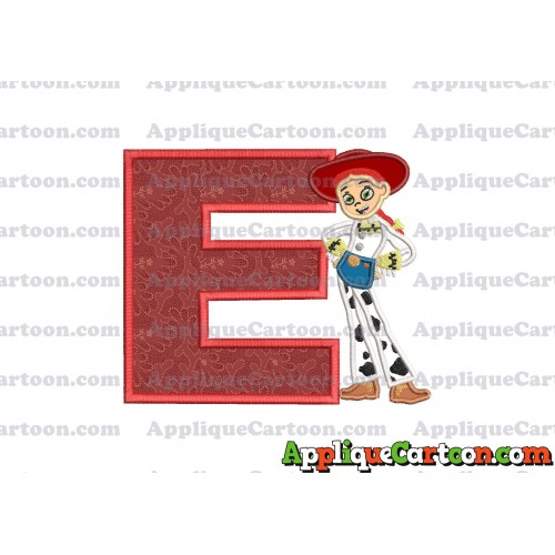 Jessie Toy Story Applique Embroidery Design With Alphabet E