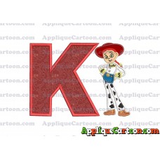 Jessie Toy Story Applique Embroidery Design With Alphabet K
