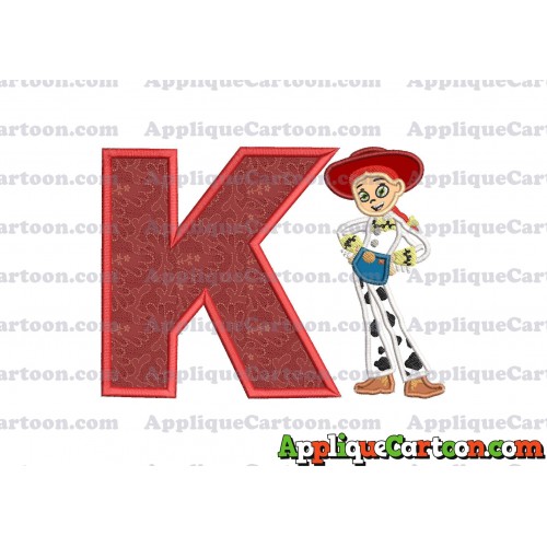 Jessie Toy Story Applique Embroidery Design With Alphabet K