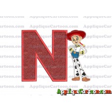 Jessie Toy Story Applique Embroidery Design With Alphabet N