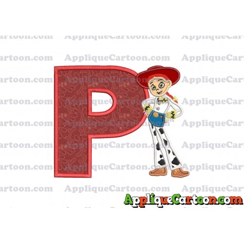 Jessie Toy Story Applique Embroidery Design With Alphabet P