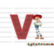 Jessie Toy Story Applique Embroidery Design With Alphabet V
