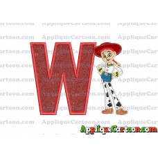 Jessie Toy Story Applique Embroidery Design With Alphabet W
