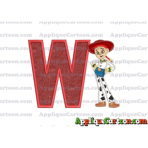 Jessie Toy Story Applique Embroidery Design With Alphabet W