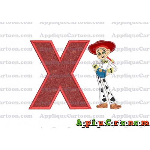 Jessie Toy Story Applique Embroidery Design With Alphabet X
