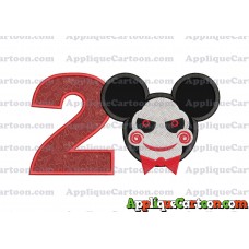 Jigsaw Mickey Ears Applique Design Birthday Number 2