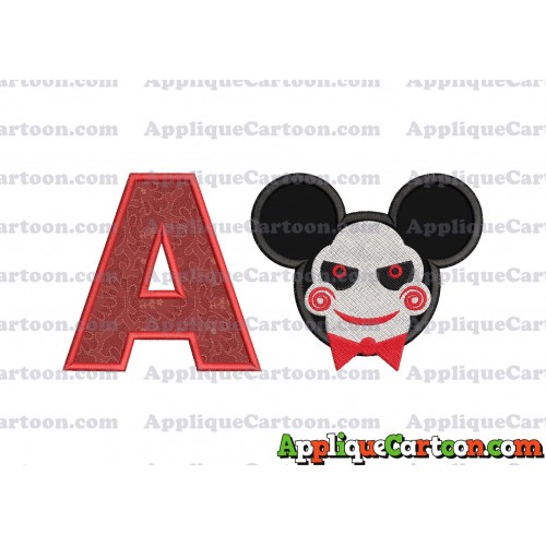 Jigsaw Mickey Ears Applique Design With Alphabet A