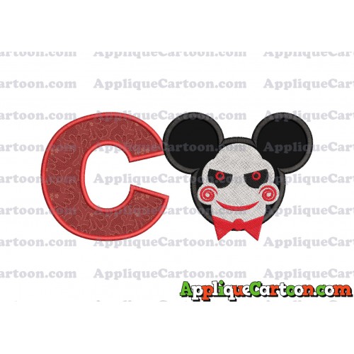 Jigsaw Mickey Ears Applique Design With Alphabet C