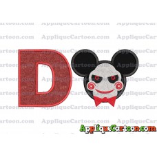 Jigsaw Mickey Ears Applique Design With Alphabet D