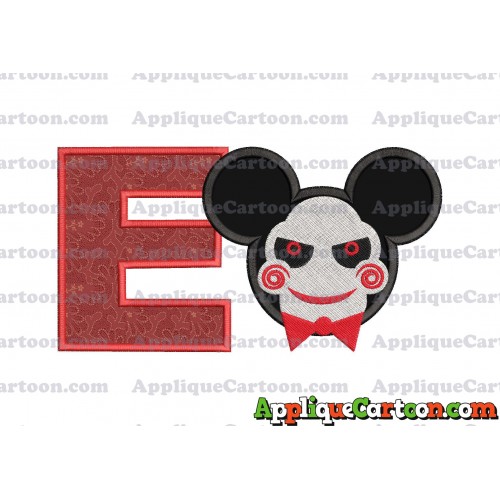 Jigsaw Mickey Ears Applique Design With Alphabet E