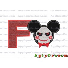 Jigsaw Mickey Ears Applique Design With Alphabet F