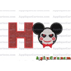 Jigsaw Mickey Ears Applique Design With Alphabet H