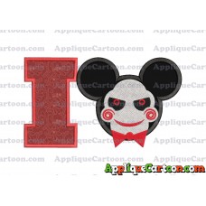 Jigsaw Mickey Ears Applique Design With Alphabet I