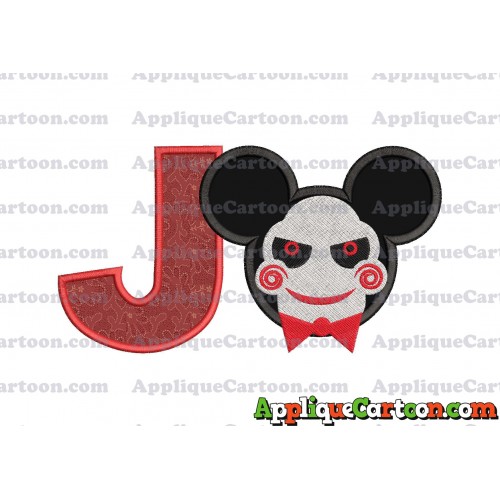 Jigsaw Mickey Ears Applique Design With Alphabet J