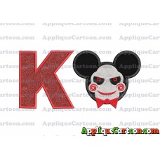 Jigsaw Mickey Ears Applique Design With Alphabet K