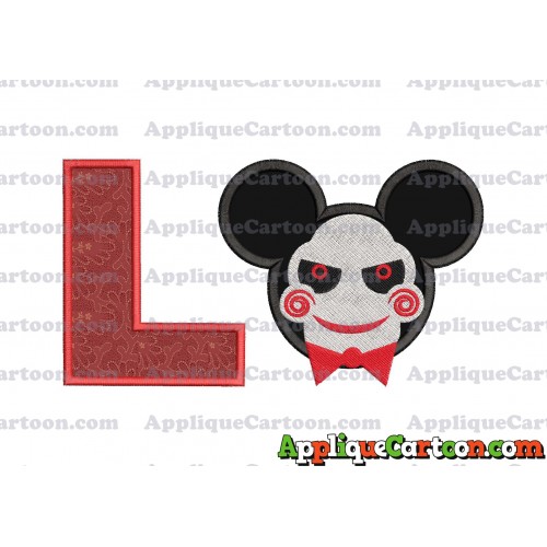 Jigsaw Mickey Ears Applique Design With Alphabet L