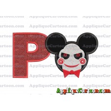 Jigsaw Mickey Ears Applique Design With Alphabet P
