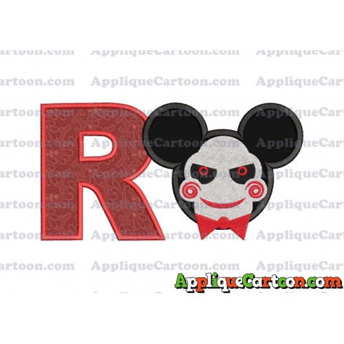 Jigsaw Mickey Ears Applique Design With Alphabet R