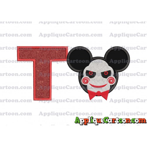 Jigsaw Mickey Ears Applique Design With Alphabet T