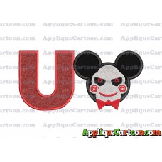 Jigsaw Mickey Ears Applique Design With Alphabet U