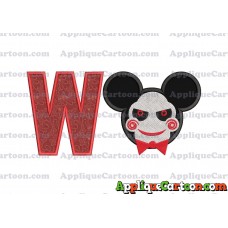 Jigsaw Mickey Ears Applique Design With Alphabet W